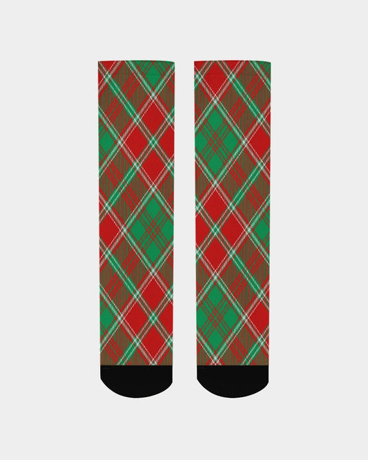 Red & Green cross pattern Men's Socks