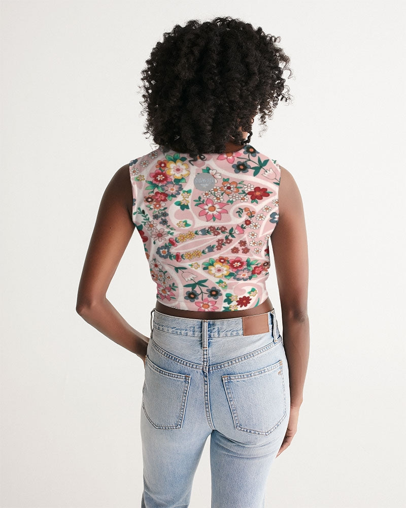 Pink abstract Pretty Sisters Women's  All-Over Print Twist-Front Tank