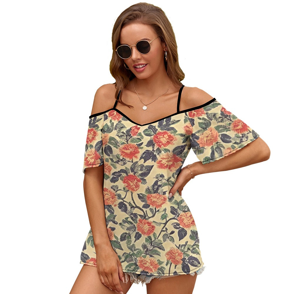 Casual Ladies Off Shoulder Sling Short Sleeve Top