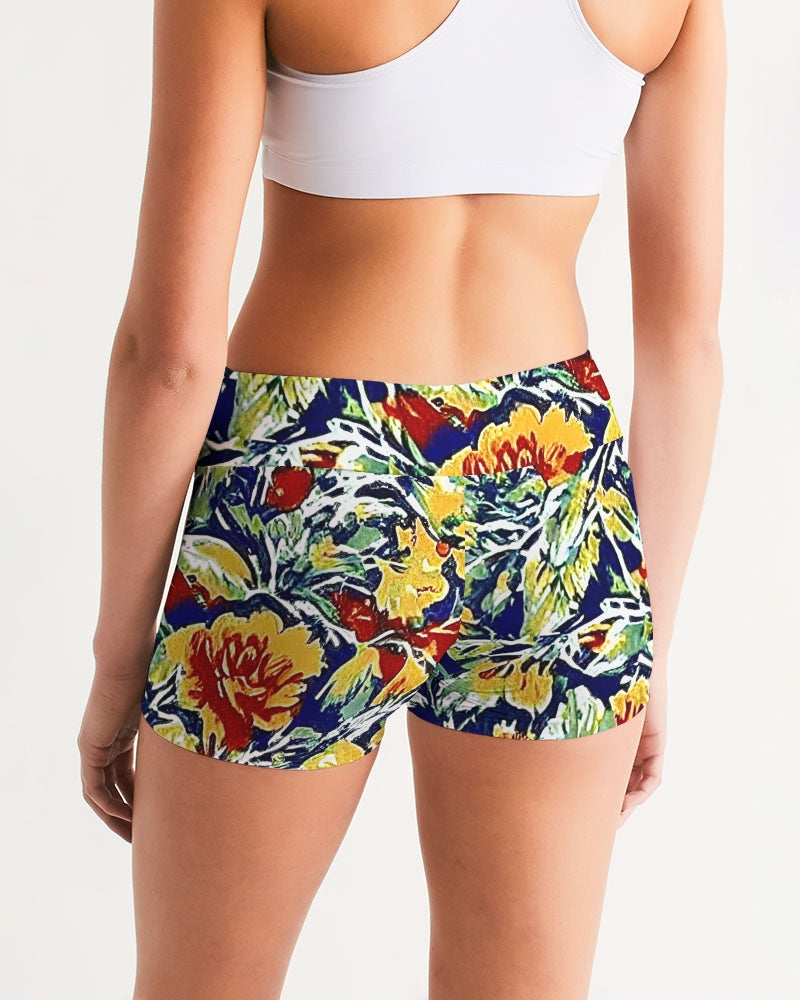 Painted floor design Women's All-Over Print Mid-Rise Yoga Shorts