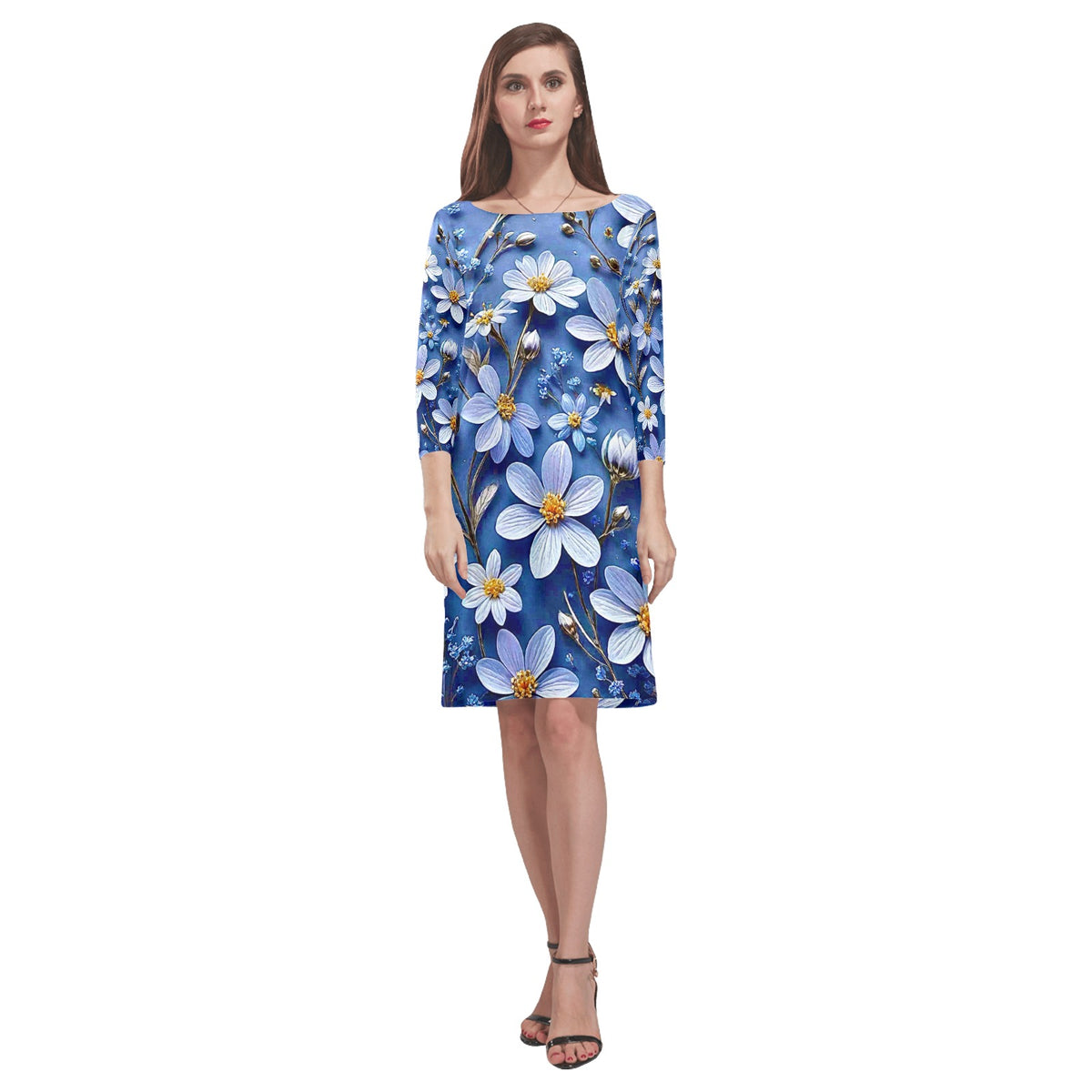 Women's Loose Round Neck Dress (Model D22)