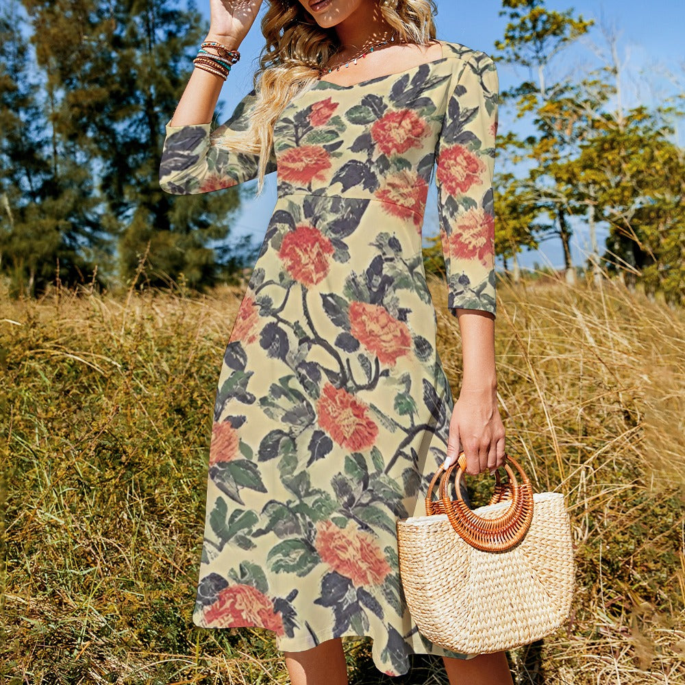 Sweetheart Knot Flare Dress