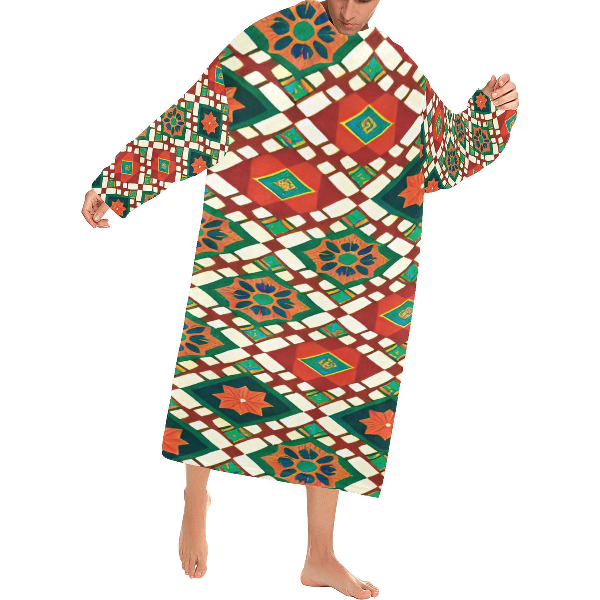 Blanket Robe with Sleeves for Adults