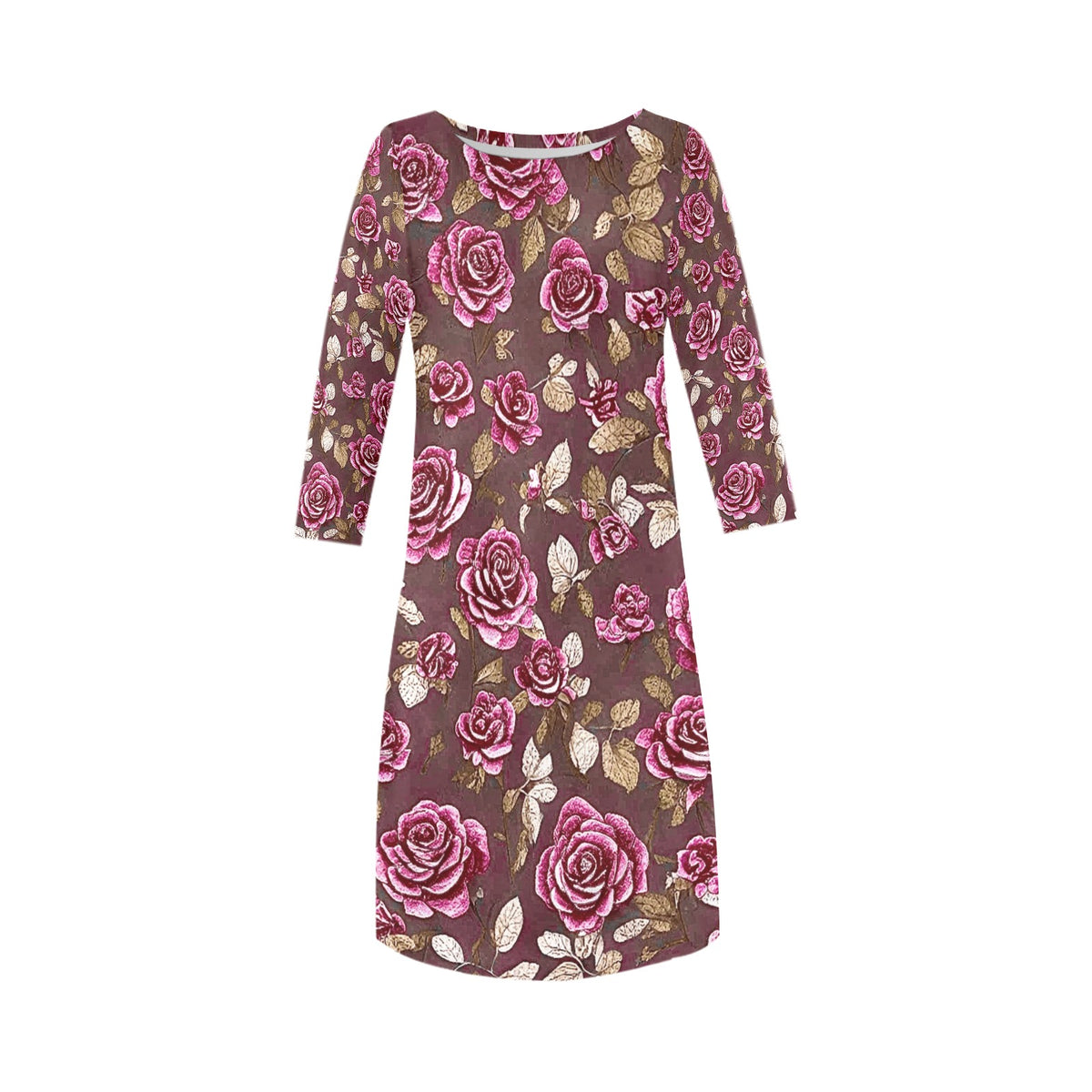 Women's Loose Round Neck Dress (Model D22)