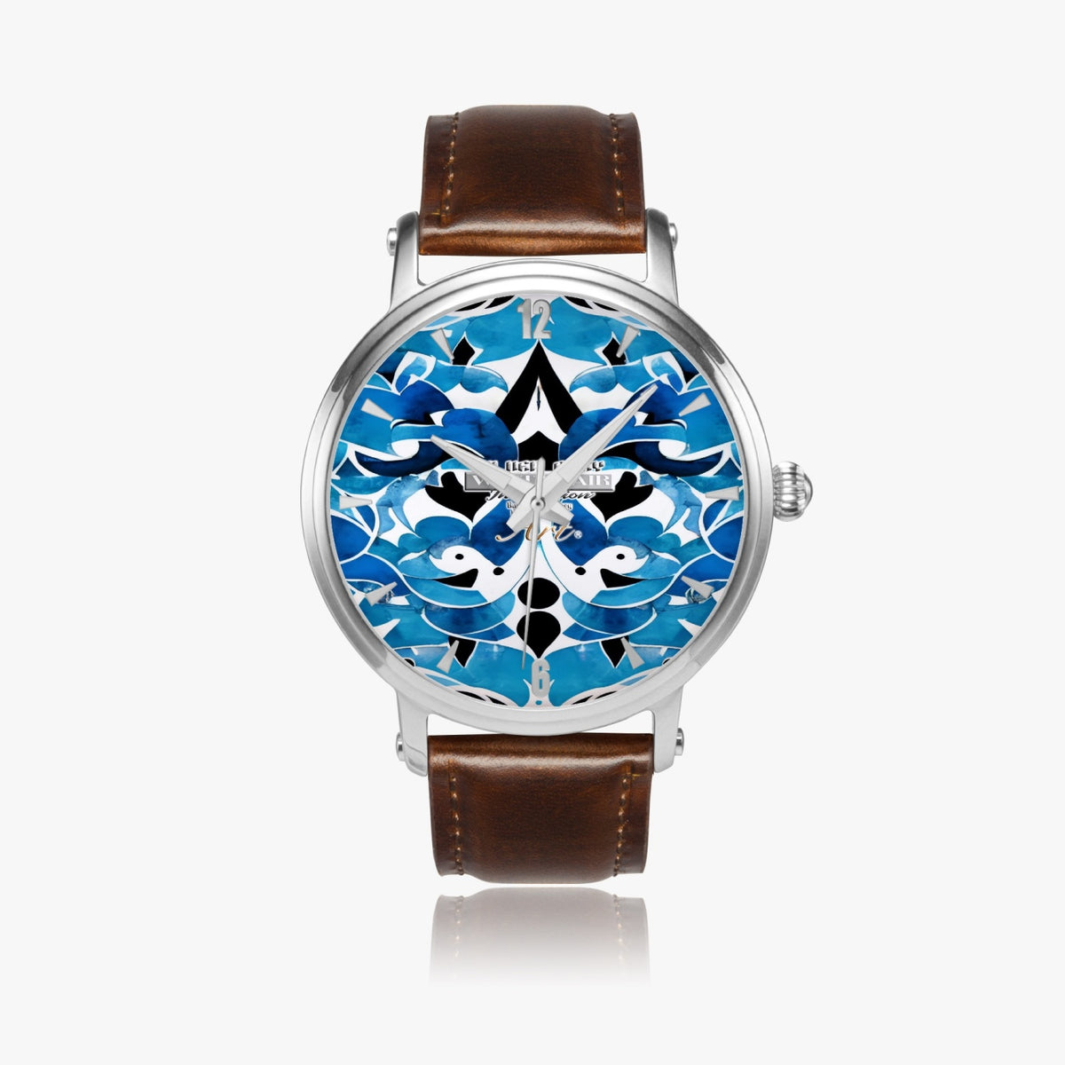 Silver grey white hair inspiration abstract pattern 46mm Unisex Automatic Watch (Silver)