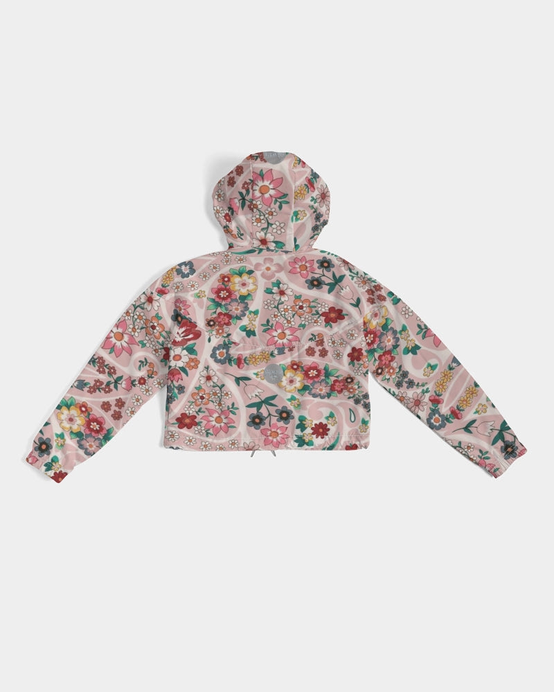 Pink abstract Pretty Sisters Women's All-Over Print Cropped Windbreaker