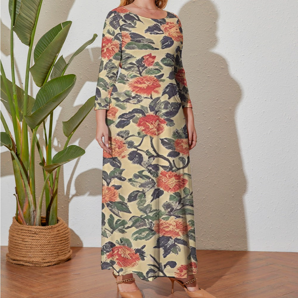 Plus Size Loose Crew Neck Long Sleeve Dress