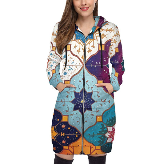 Women's full print long Hoodie