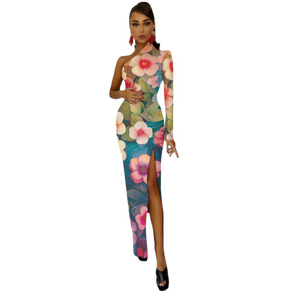 Half Sleeve Slit Dress