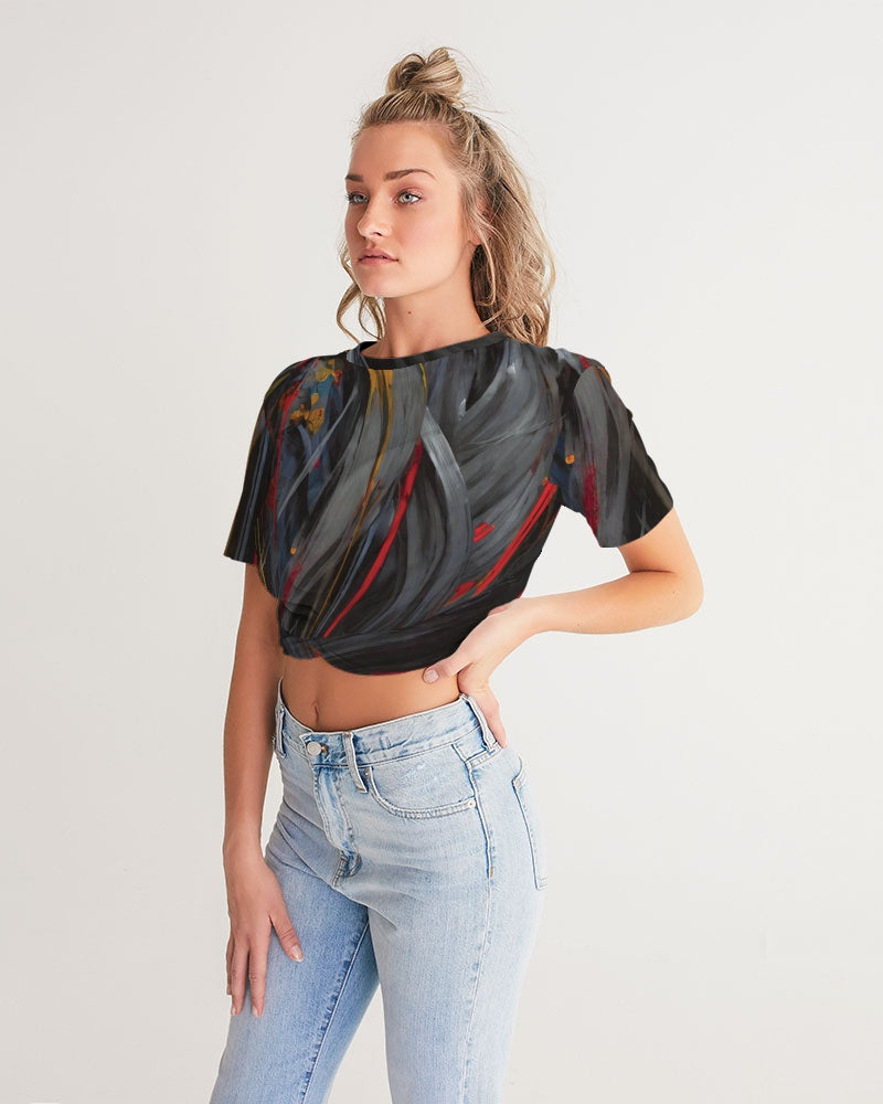 Asian collection [Part 1] Women's All-Over Print Twist-Front Cropped Tee