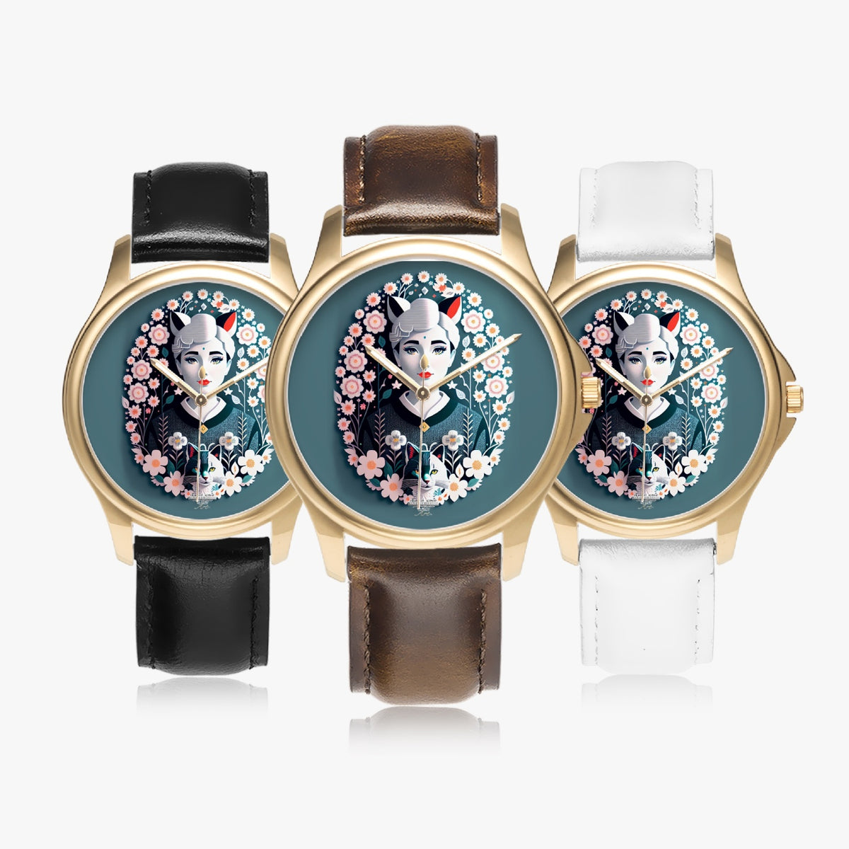 Silverfox Stylish Classic Leather Strap Quartz Watch (Gold)