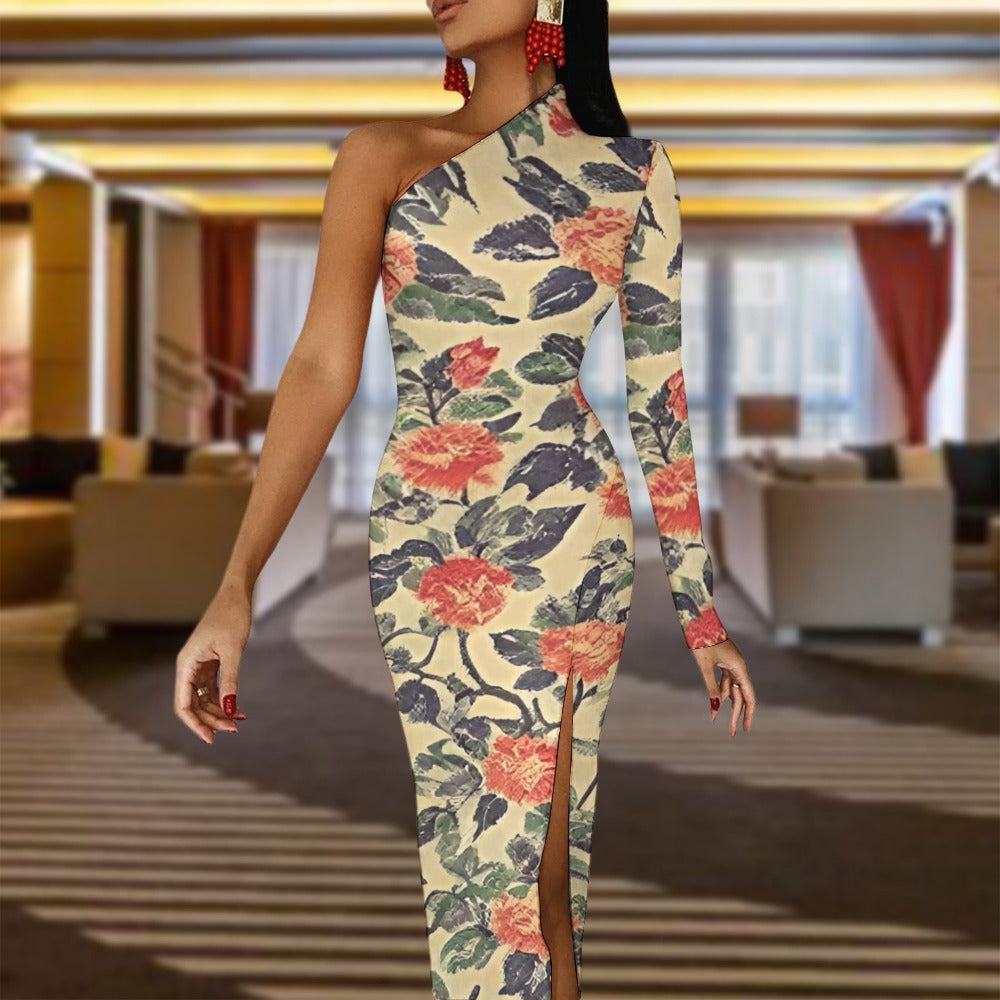 Half Sleeve Slit Dress