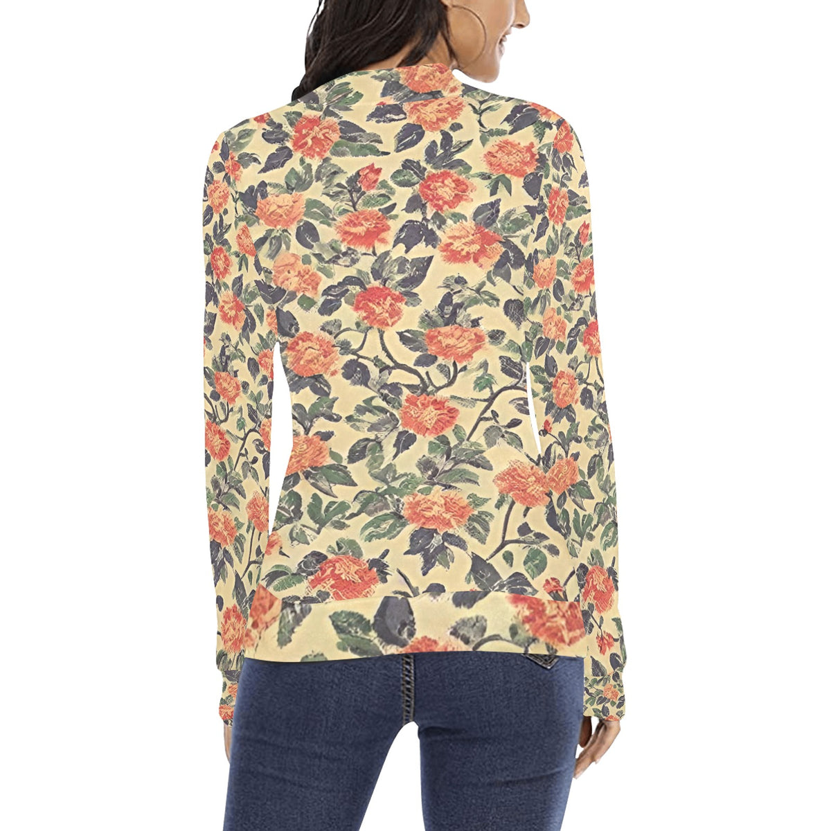 Women's All Over Print Mock Neck Sweater (H43)