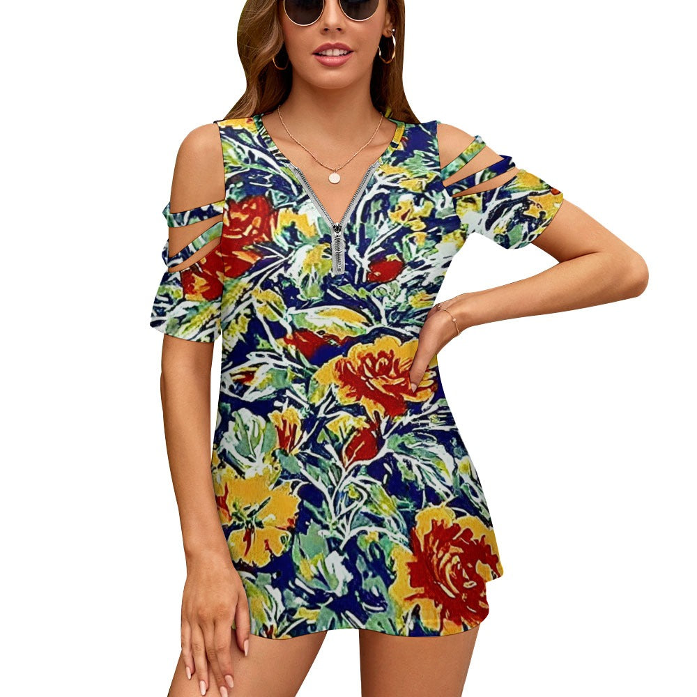 Ladies BE Zip Off Shoulder Top