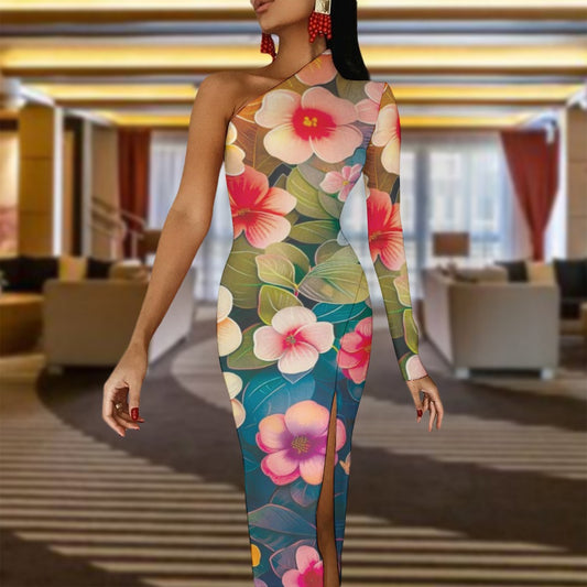 Half Sleeve Slit Dress