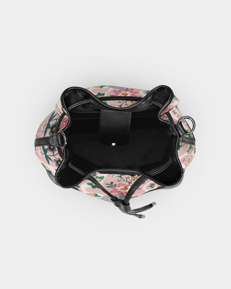 Pink abstract Pretty Sisters Mini Drawstring Bucket Bag