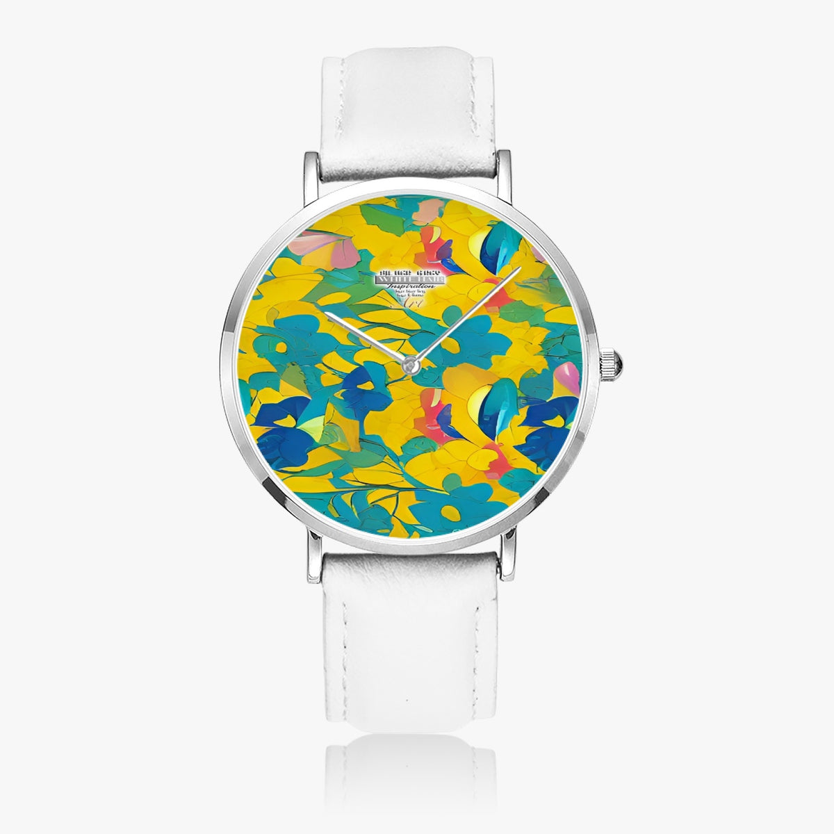 Silver grey white hair inspiration Hot Selling Ultra-Thin Leather Strap Quartz Watch (Silver)