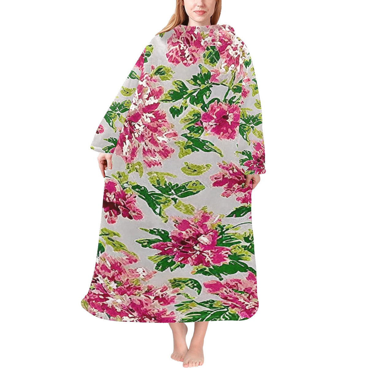 Blanket Robe with Sleeves for Adults