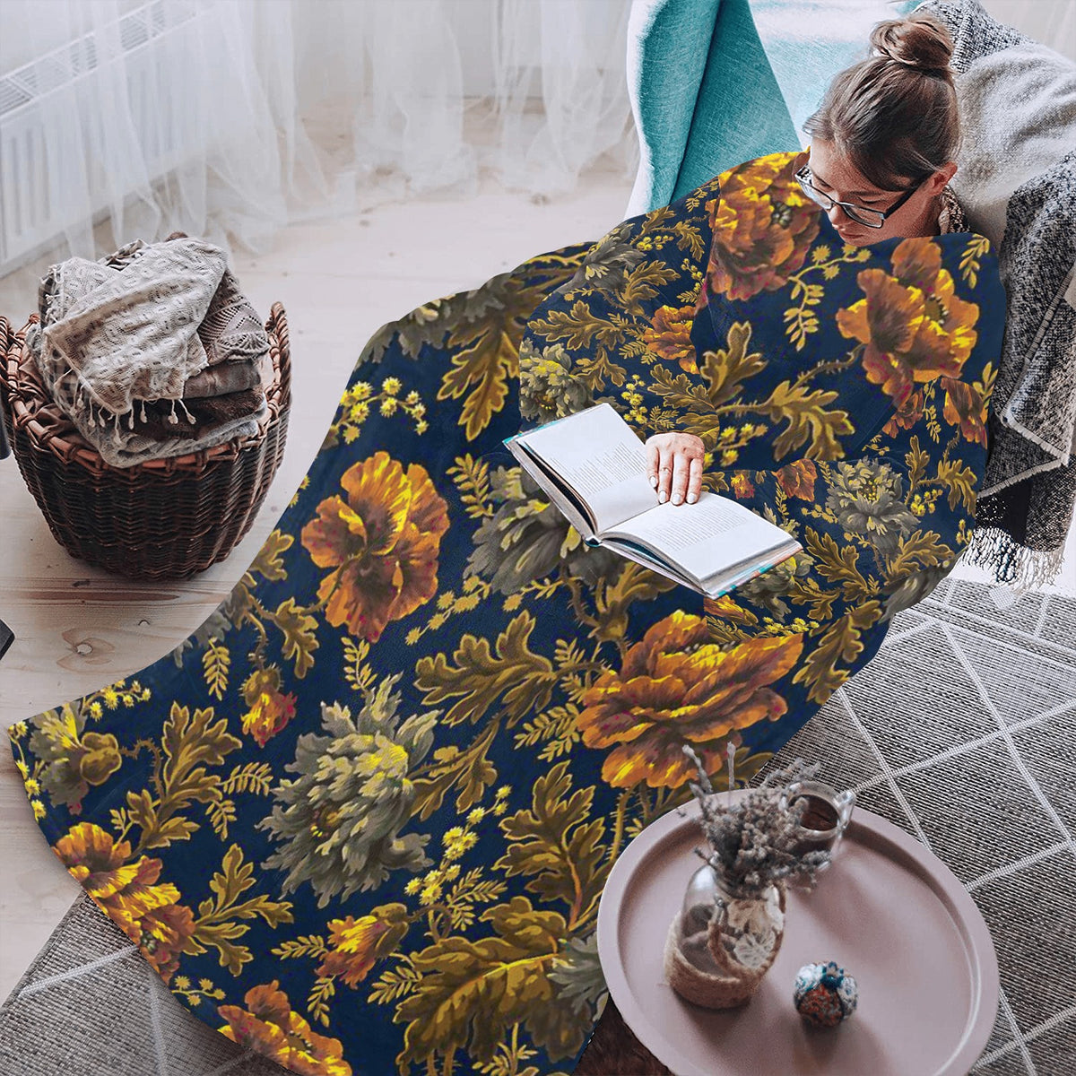 Blanket Robe with Sleeves for Adults