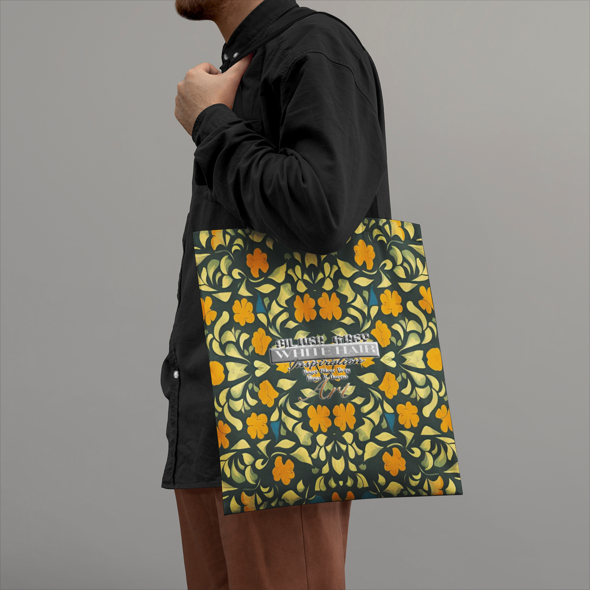 Silver grey white hair inspiration Duty and Strong Natural Canvas Tote Bags