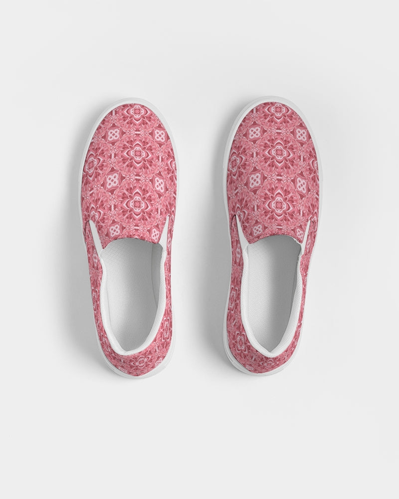 Silver grey white hair inspiration pink abstract Women's Slip-On Canvas Shoe