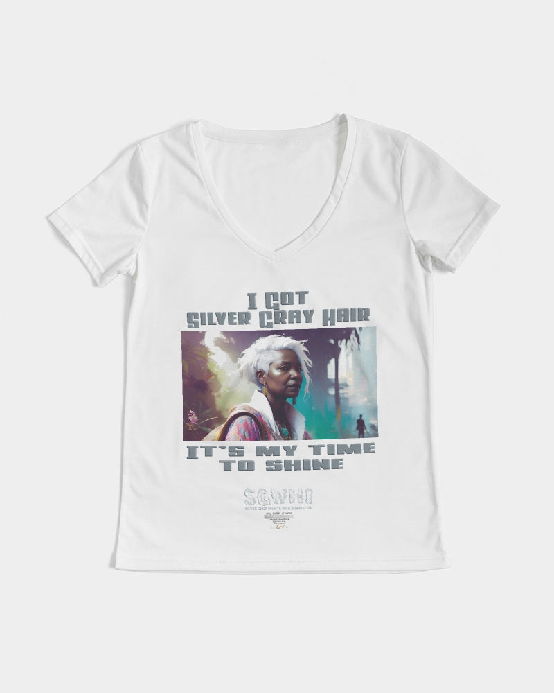 Black sister time to shine Women's All-Over Print V-Neck Tee