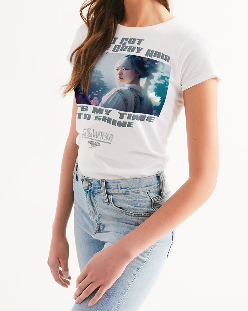 Asian sister with silver grey hair Women's All-Over Print Tee