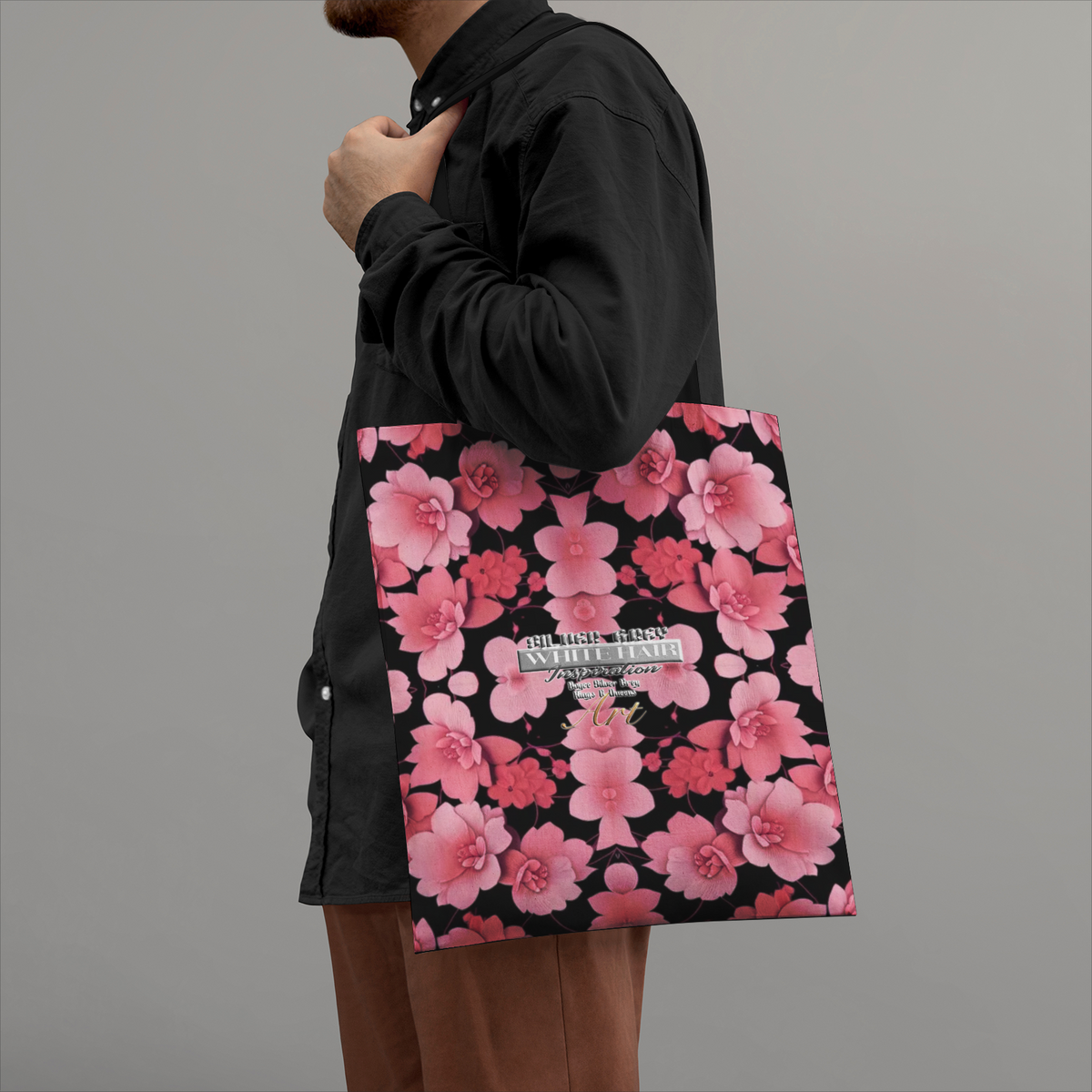 Silver grey white hair inspiration Duty and Strong Natural Canvas Tote Bags