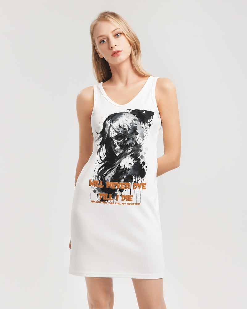 will not dye till i die Women's Rib Knit V Neck Mini Dress