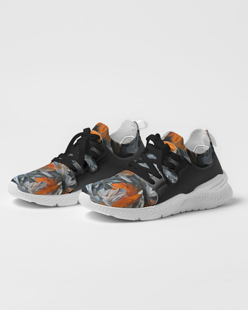 Orange abstract roses Women's Two-Tone Sneaker