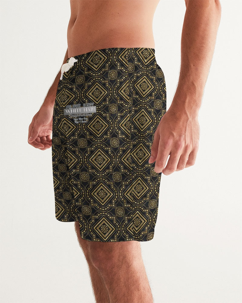 Brown Diamond pattern Men's Swim Trunk