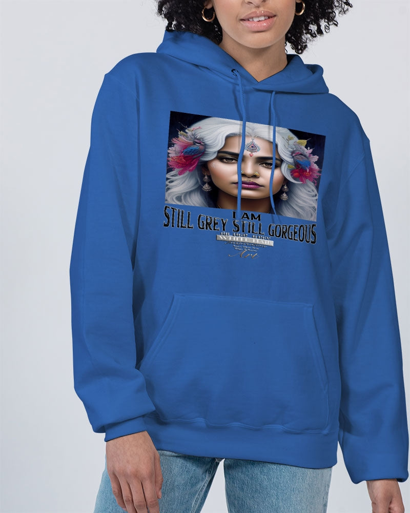 Promoting Indian women with silver grey hair Unisex Hoodie | Champion
