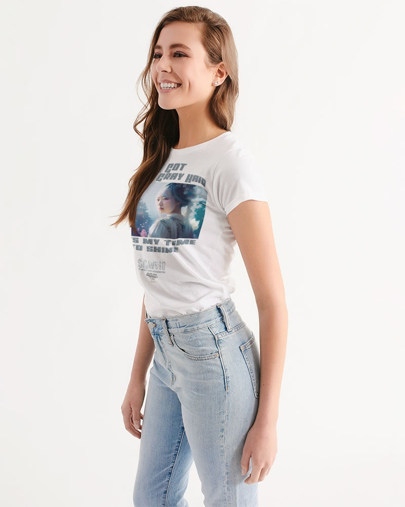 Asian sister with silver grey hair Women's All-Over Print Tee