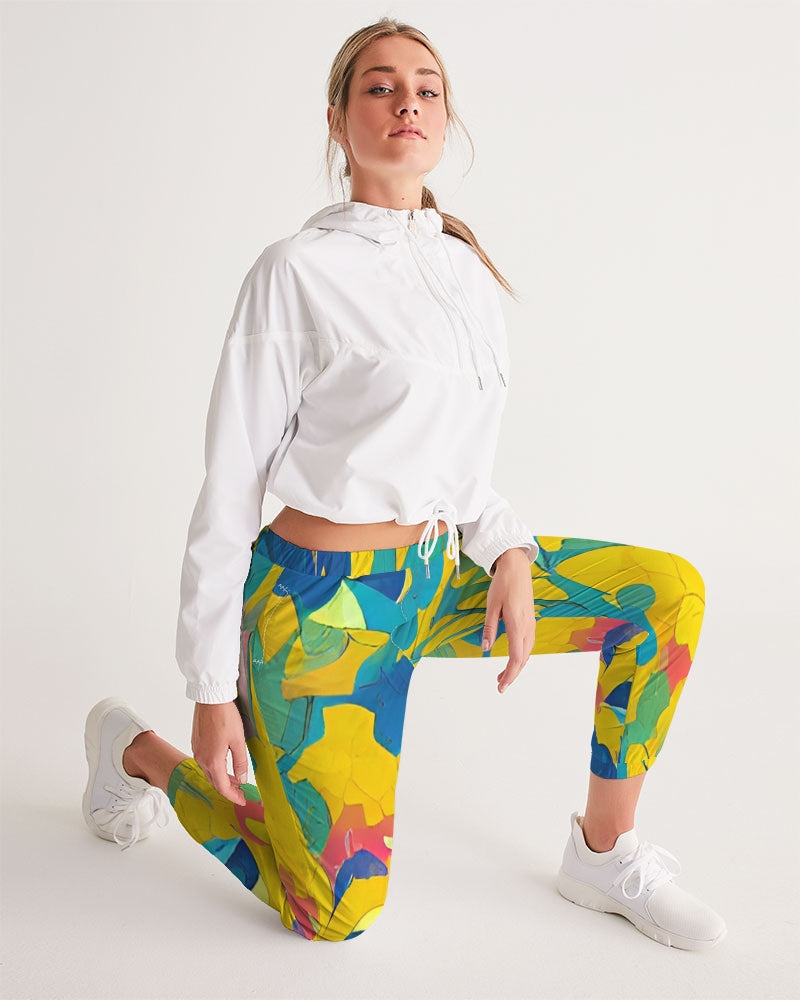 Beautiful yellow and blue hint of red pattern Women's Track Pants
