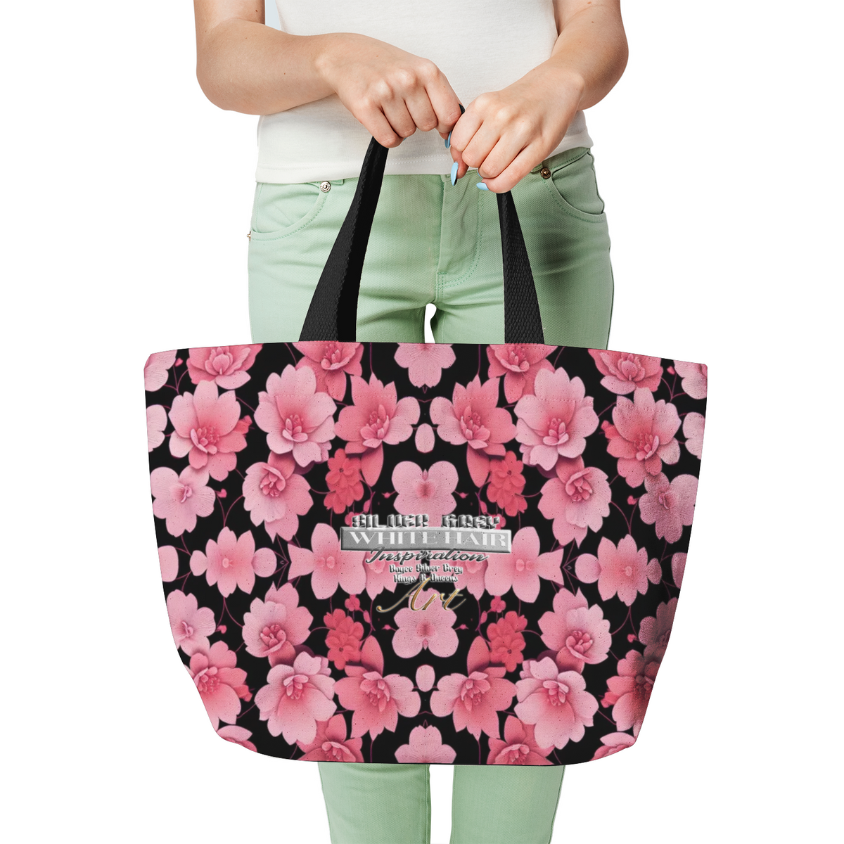 Silver grey white hair inspiration Duty and Strong Natural Canvas Tote Bags