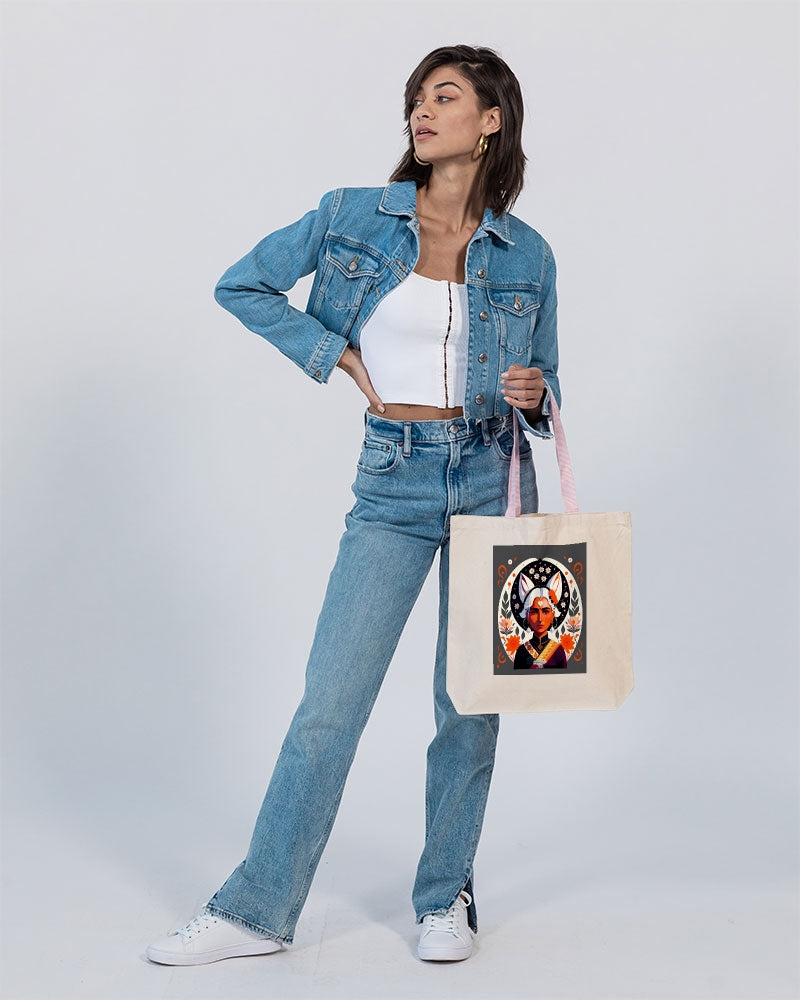 Indian Silver fox Canvas Tote with Contrast-Color Handles | Q-Tees